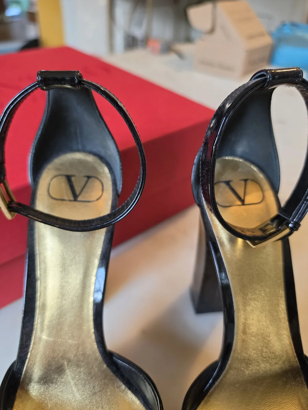Valentino Garavani One Stud 120mm Platform Sandal with Gold Pyramid Size 38/8